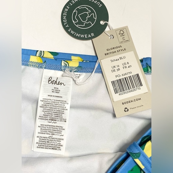 Boden Kythira Bikini High Rise Size 8 Bottom In Lemon Print  NWT - Picture 4 of 7